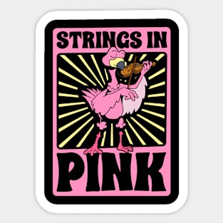 Strings in pink - flamingo on violin Sticker